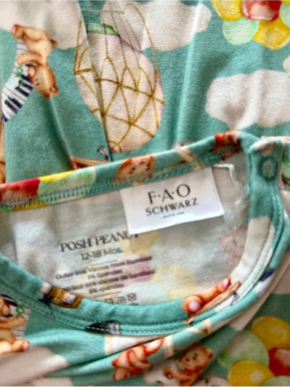 Posh Peanut FAO Schwarz Green Cloud Balloon Party Baby Shirt Bloomers Set 18 M